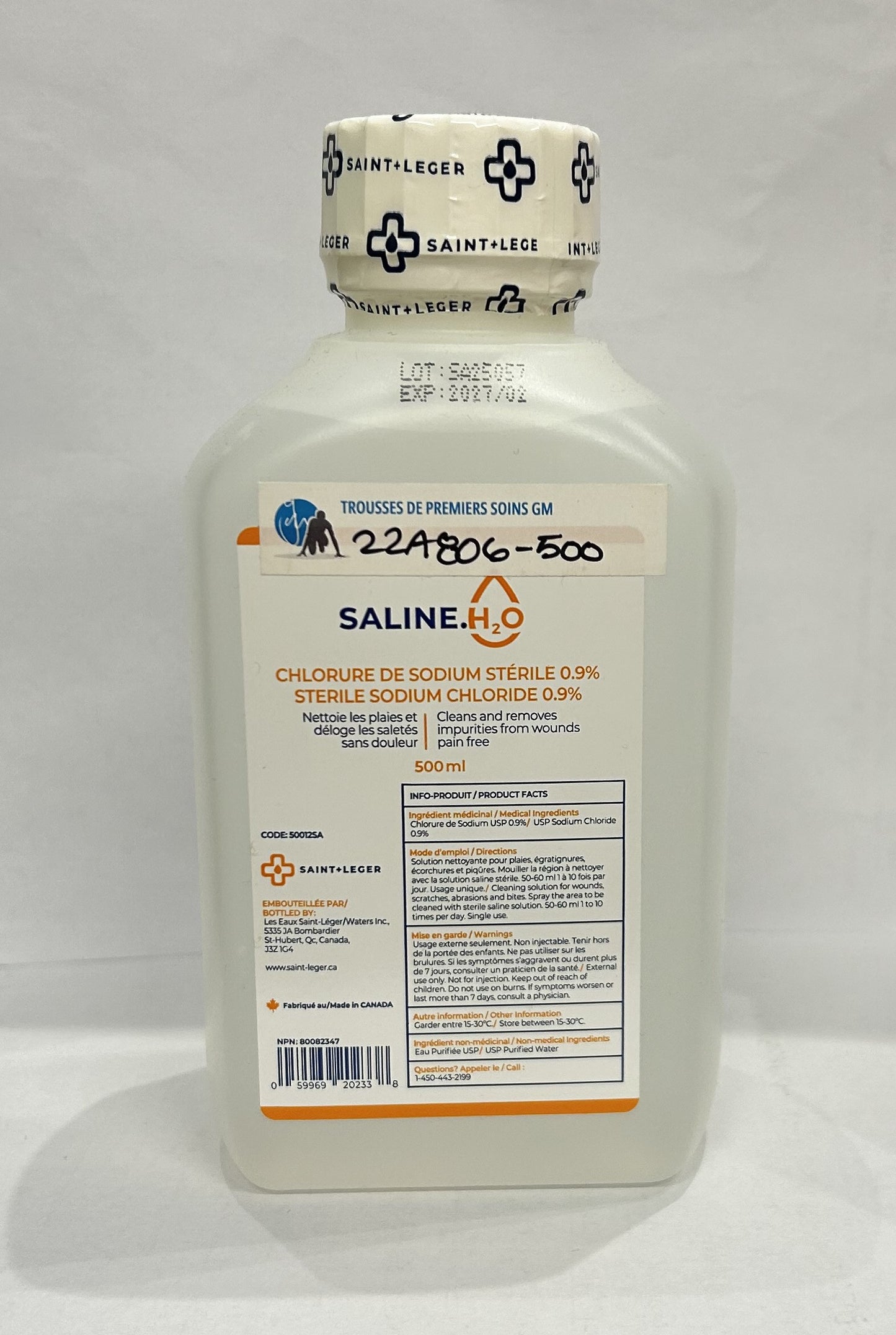 Solution eau saline 0.9% - Trousses de Premiers Soins GM