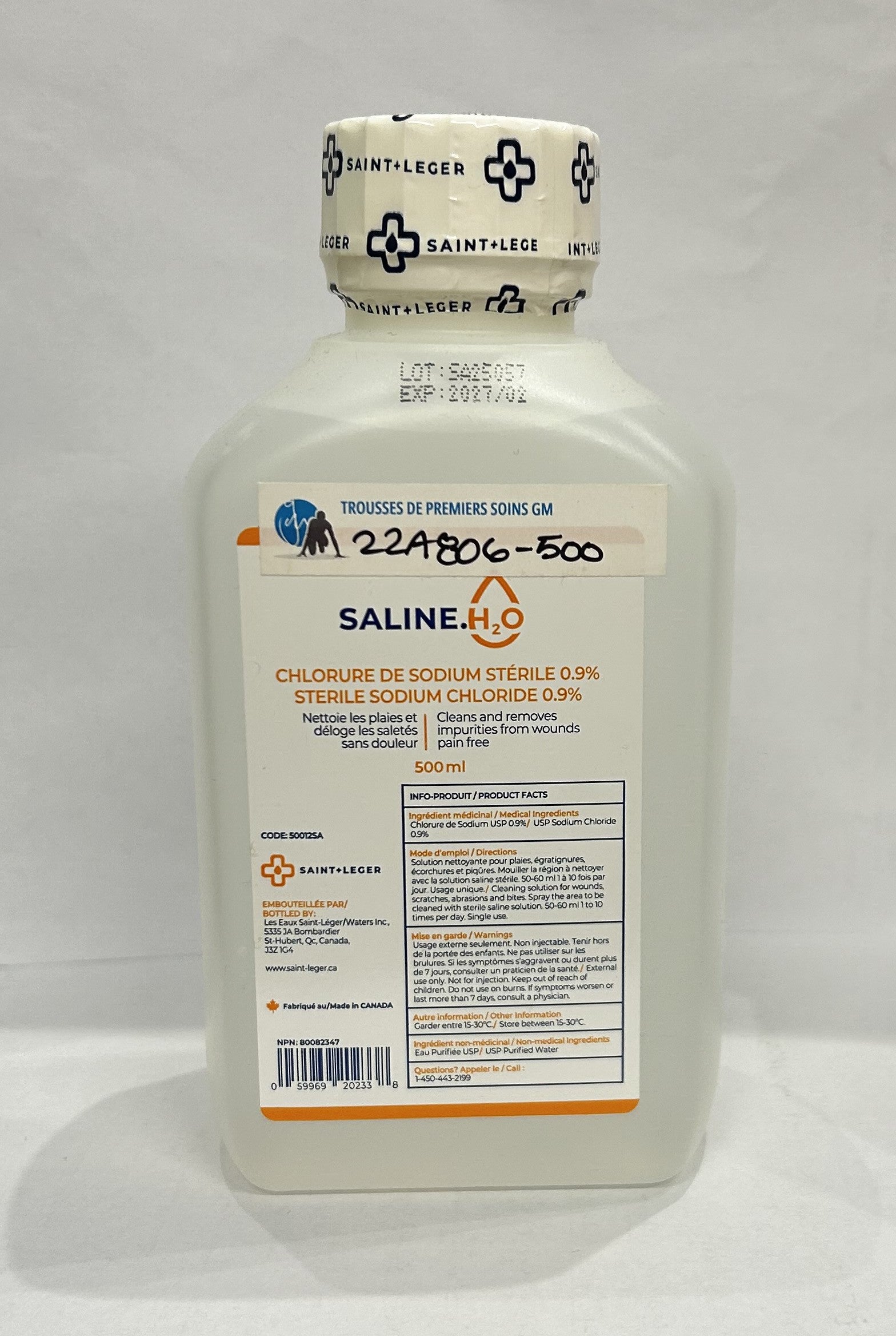 Solution eau saline 0.9% - Trousses de Premiers Soins GM